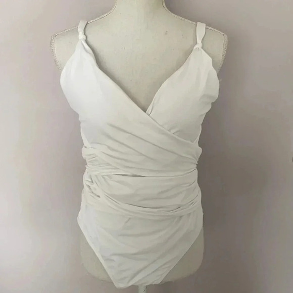 Bleu Rod Beattie White Ruched One Piece Swimsuit - Picture 6 of 15